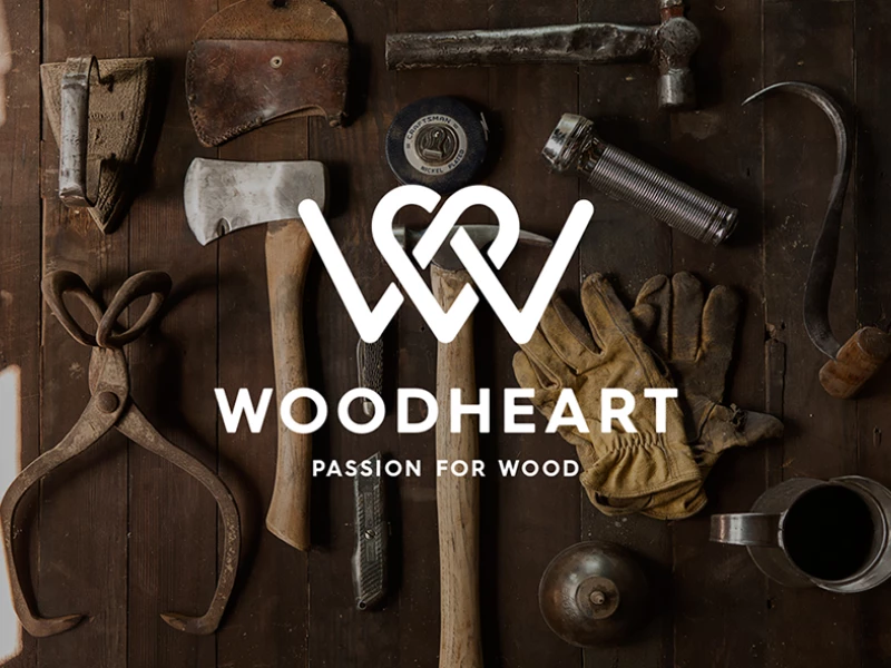 Wood Heart Awesome Logo Design
