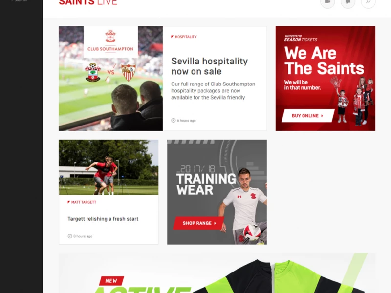 Southampton FC Amazing Website Design