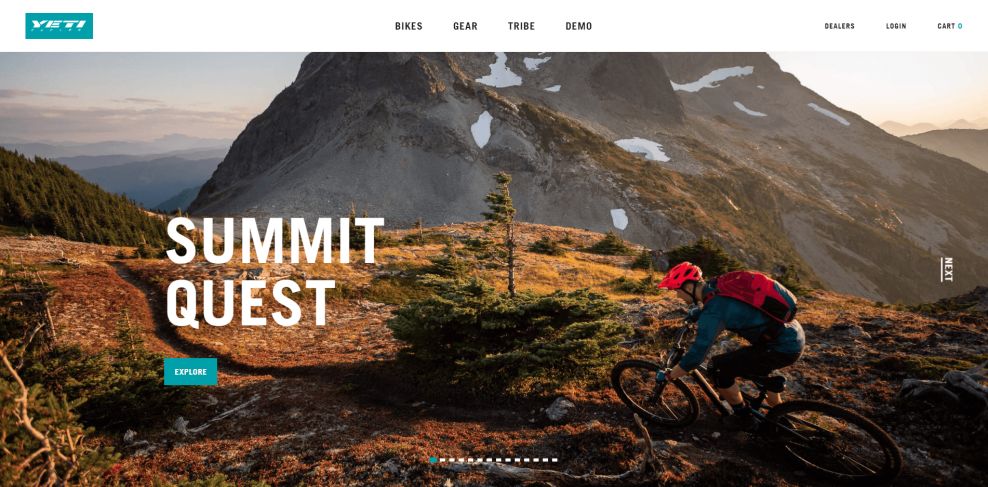 Yeti Cycles Homepage Web Design