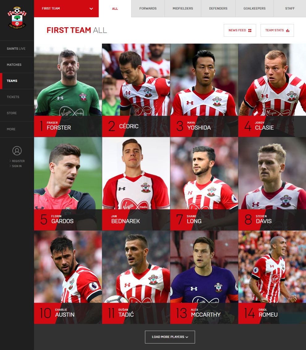Southampton FC Amazing Website Design