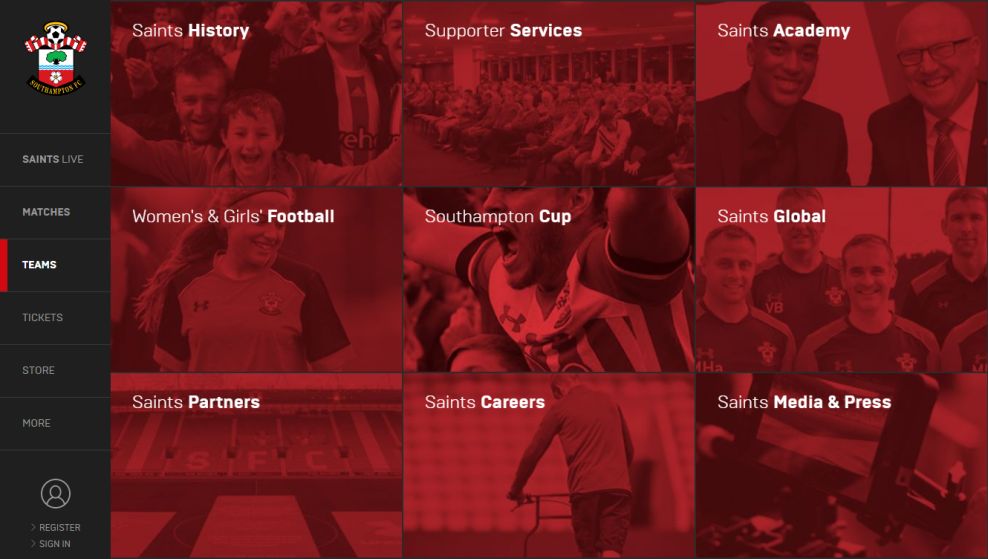 Southampton FC Amazing Menu Design