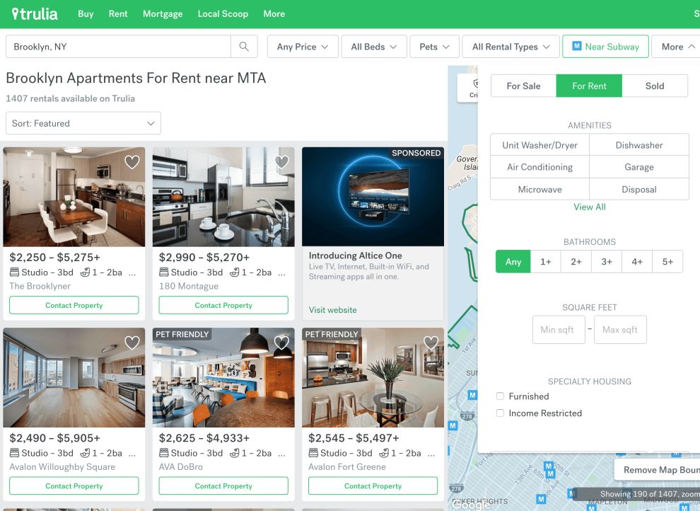 Trulia Search Options