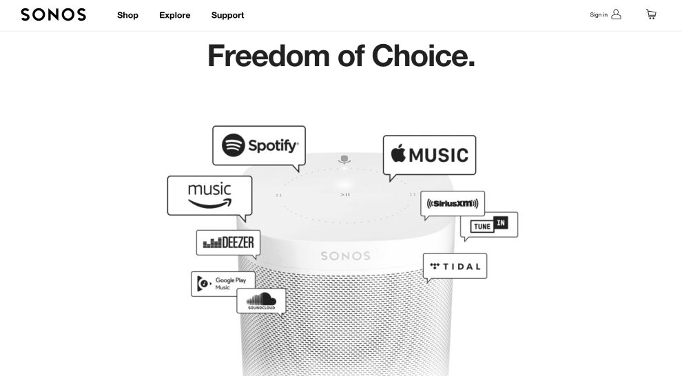 Sonos Homepage Music Streaming