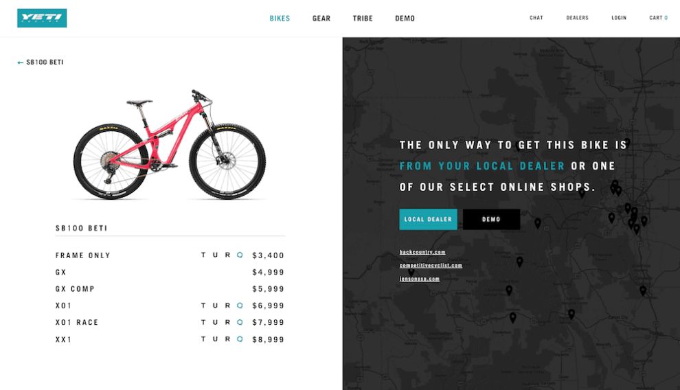 Yeti Cycles Winning Web Design