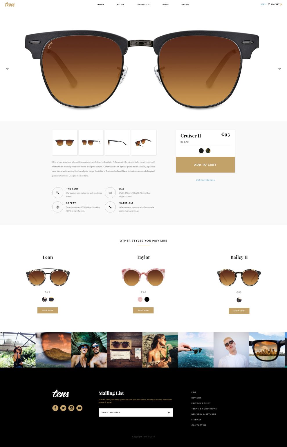 Tens Sunglasses Clean Product Page