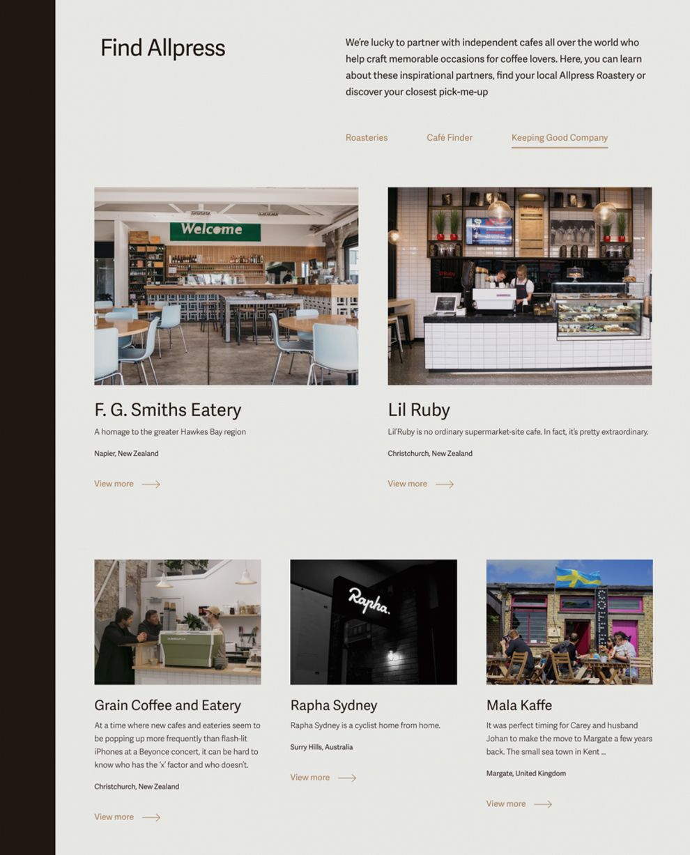 Allpress Espresso Great Discover Page