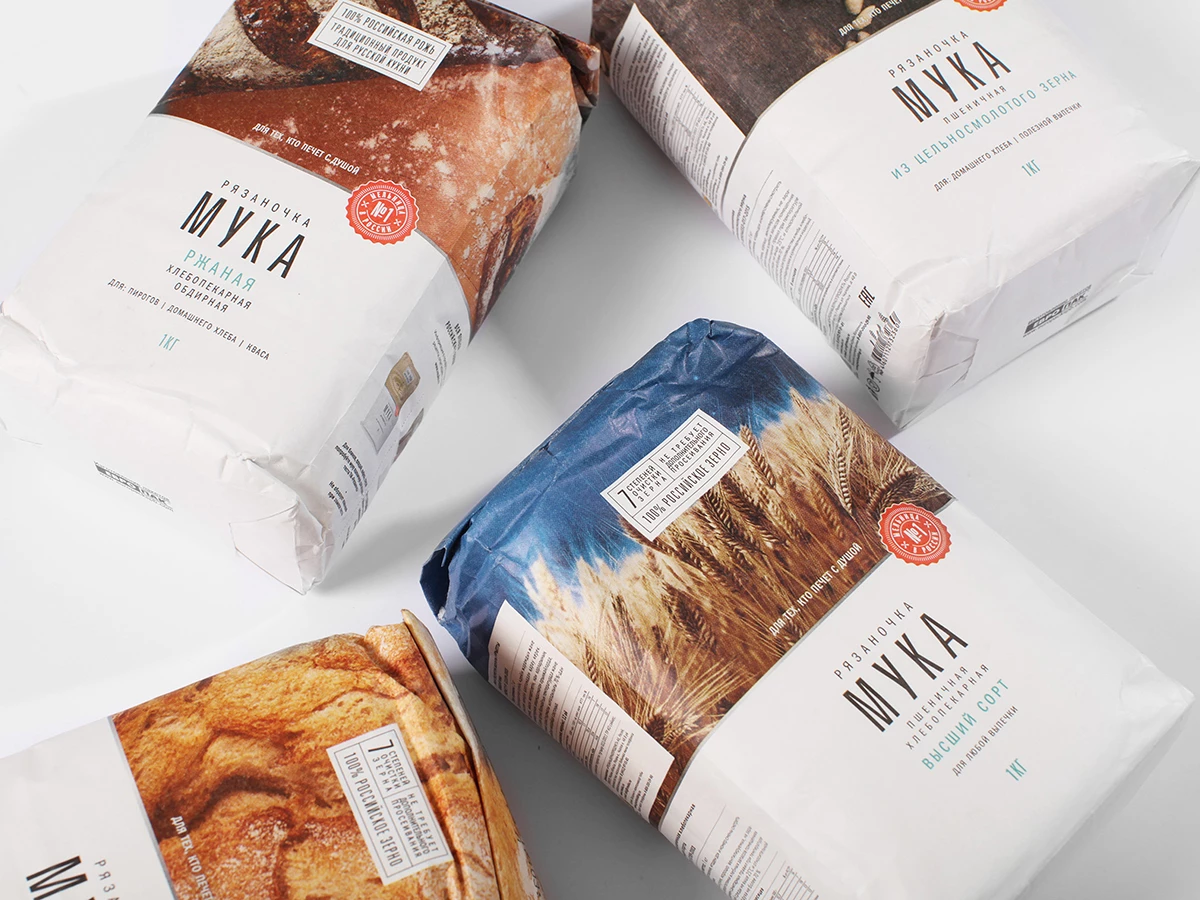 Flour “Ryazanochka” Clean Packaging Design