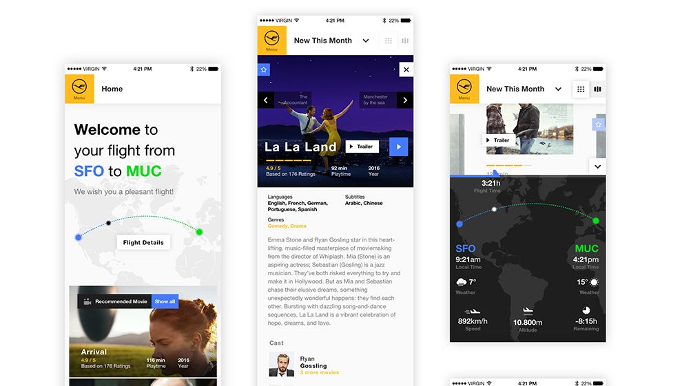 Lufthansa Infotainment Concept Clean App Design