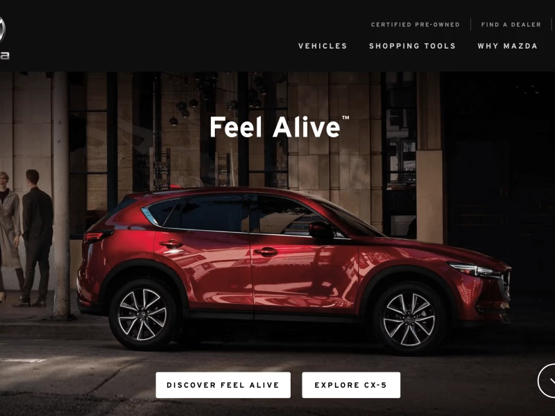 Mazda USA Great Website Design