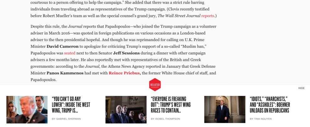 VanityFair Hive Clean Modal Window Design