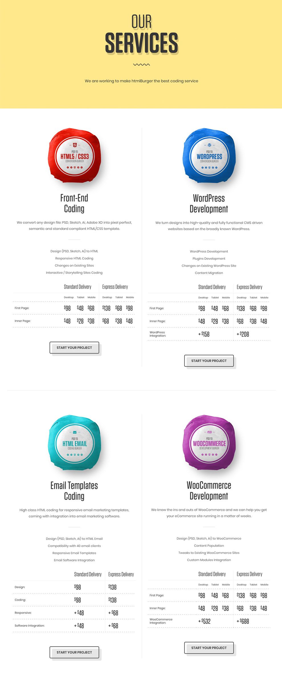 HTMLBurger Colorful Services Page