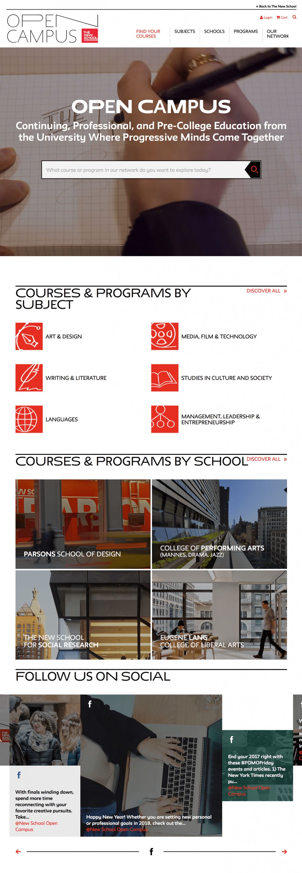 Open Campus at The New School Great Homepage