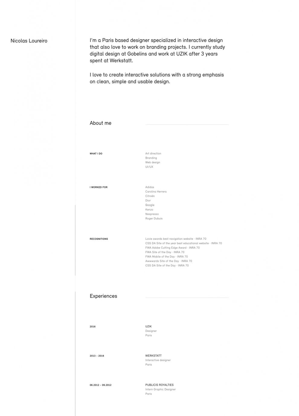 Nicolas Loureiro Clean Website Design