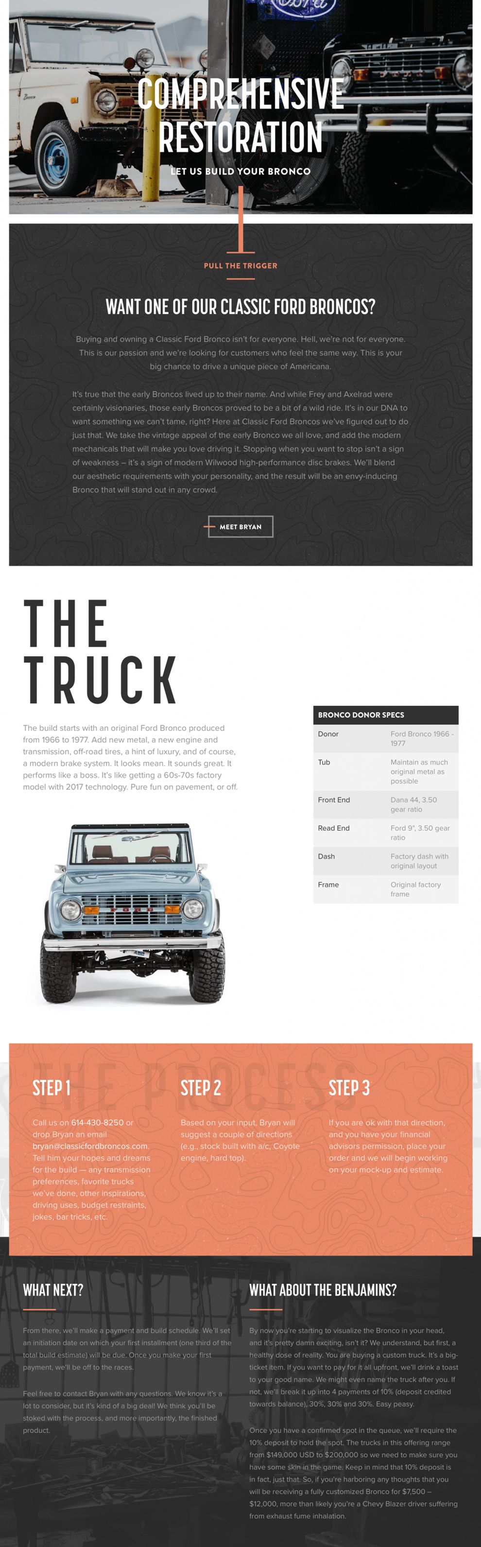 Classic Ford Broncos Clean Website Design
