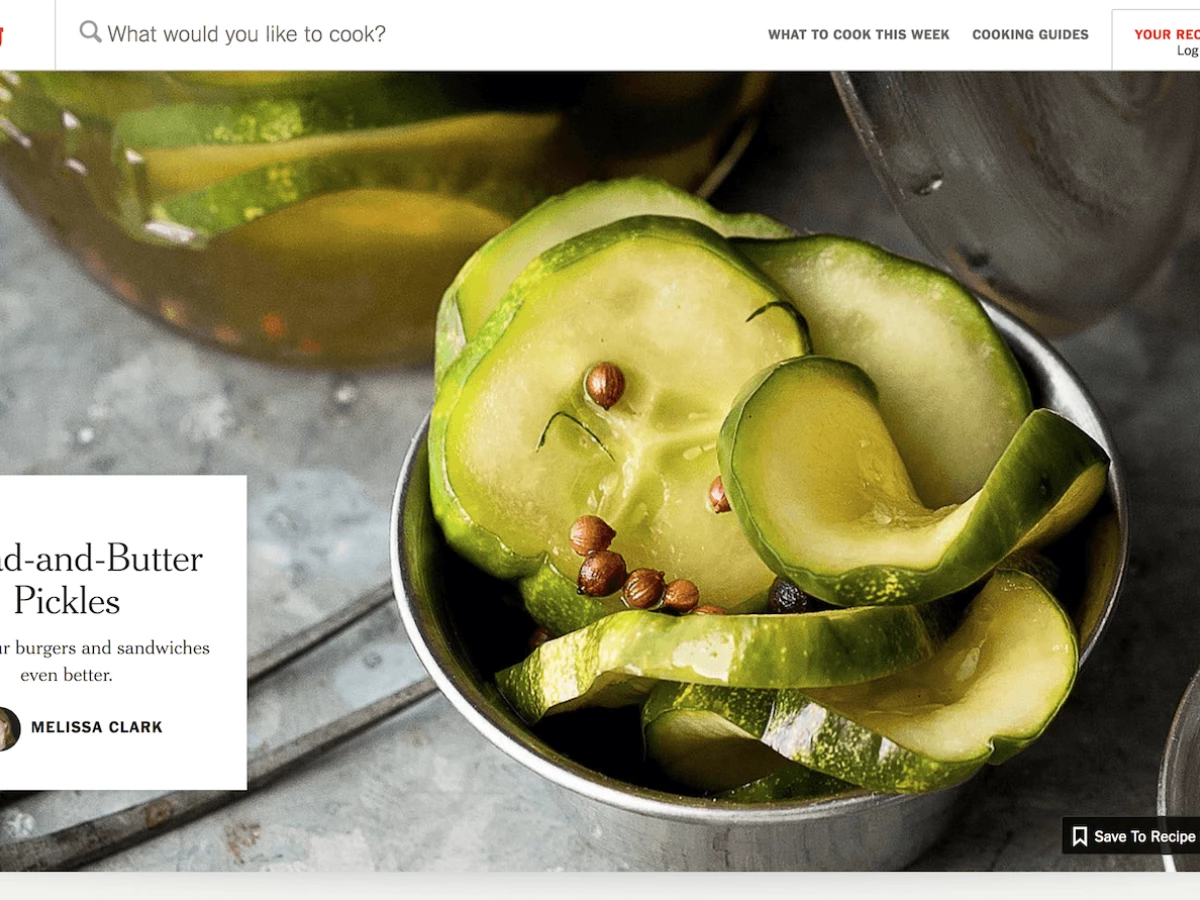 NYT Cooking Clean Homepage