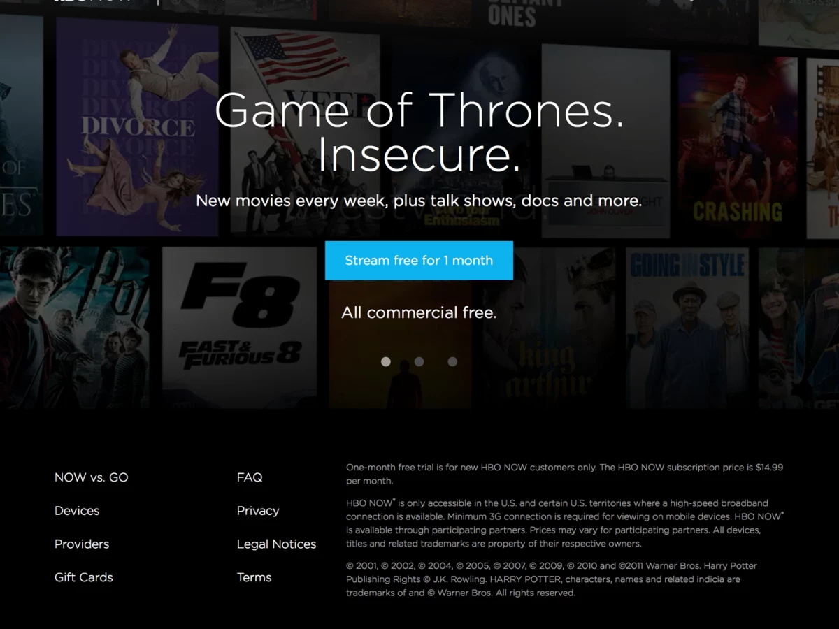 HBO Now Minimal Homepage
