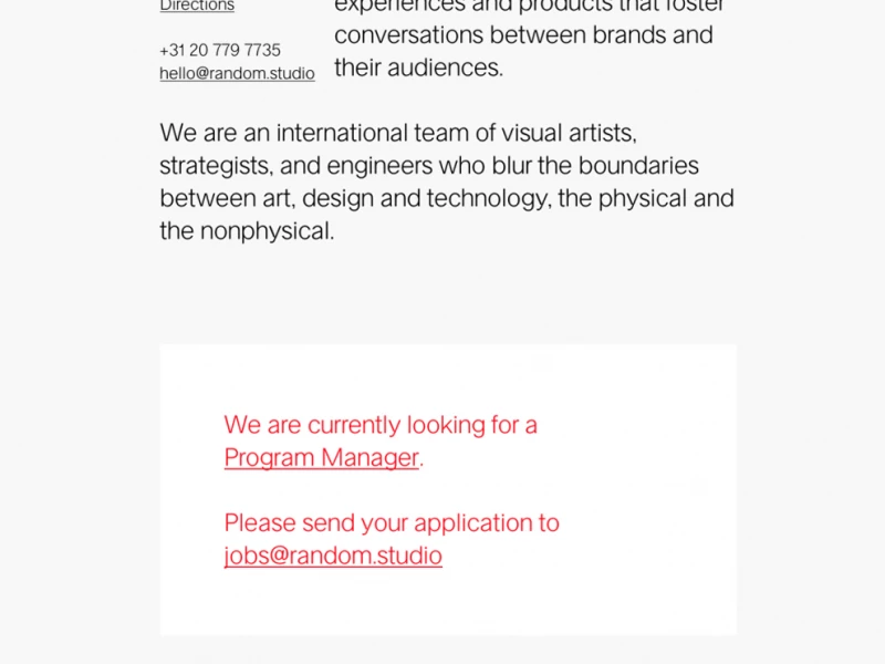 Random Studio Minimal Website Design