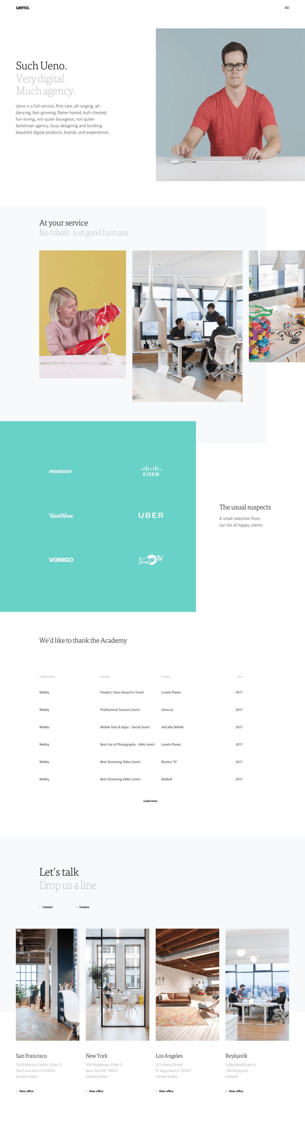 Ueno Amazing About Page