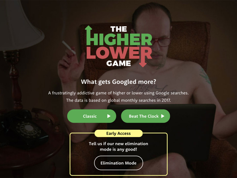 The Higher Lower Game Great Homepage