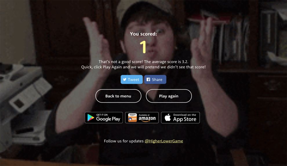 The Higher Lower Game Great Xlscreen