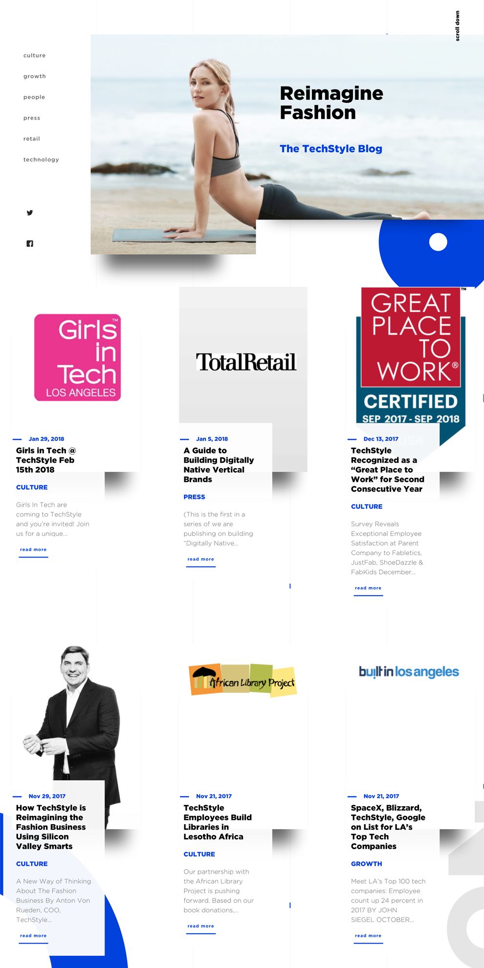 Clean site Design Inspiration TechStyle Fashion Group DesignRush