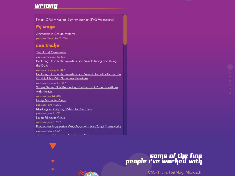 Sarah Drasner Design Colorful Homepage