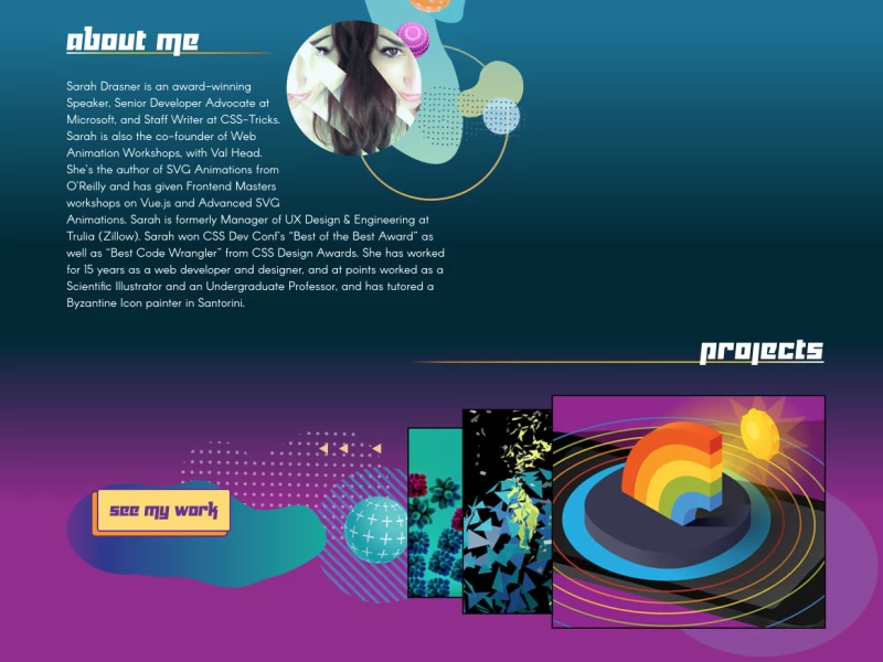 Sarah Drasner Design Colorful Website Design