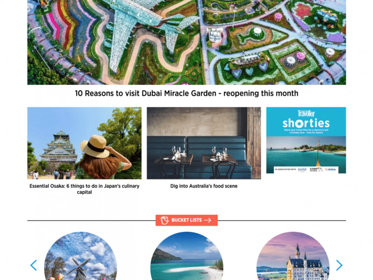 Conde Nast Traveller Great Homepage