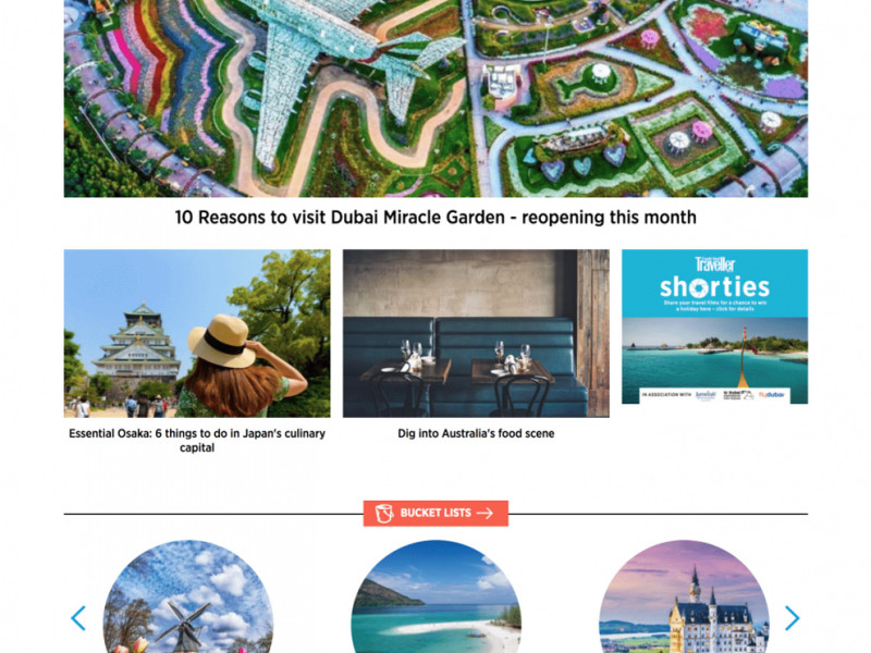 Conde Nast Traveller Great Homepage