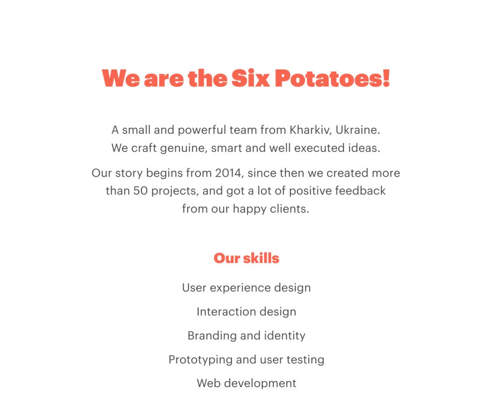 Six Potatoes Clean Website Design