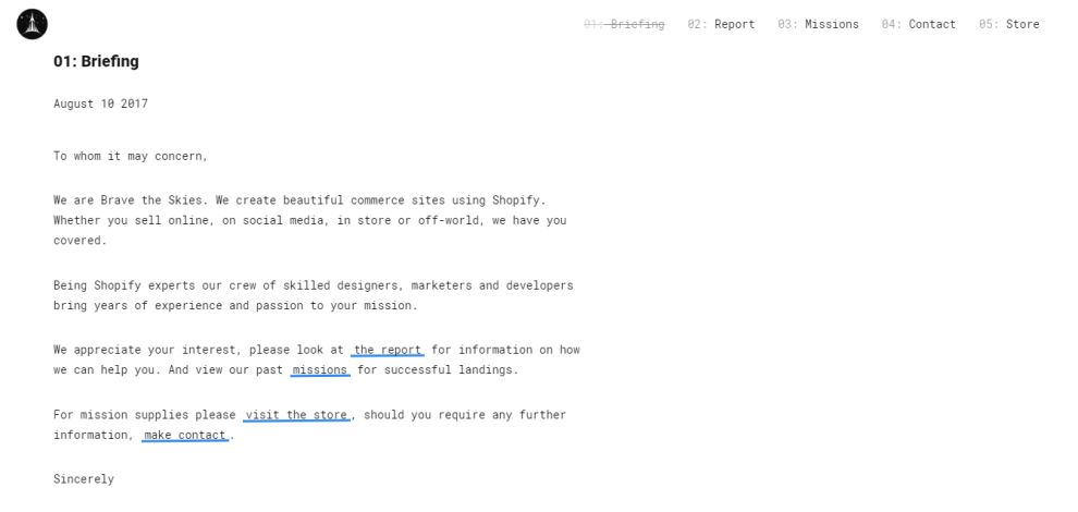 Brave the Skies Clean About Page