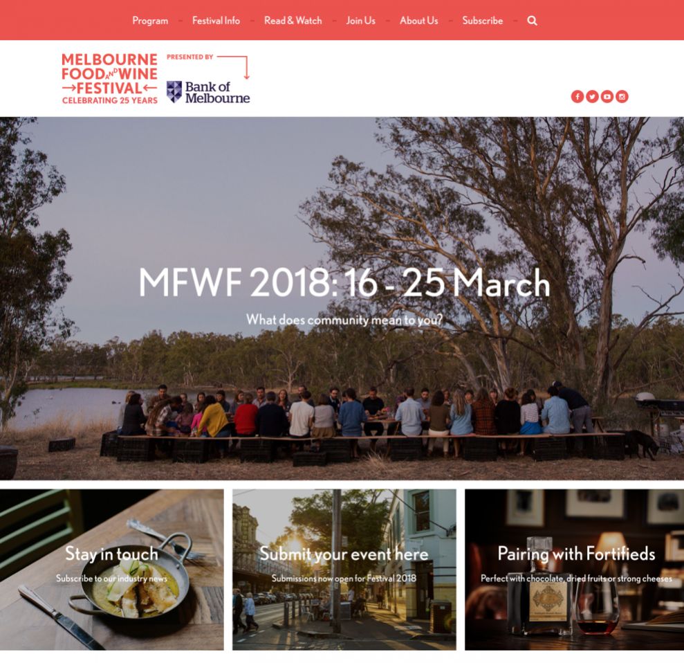 Melbourne Food and Wine Festival Clean Homepage