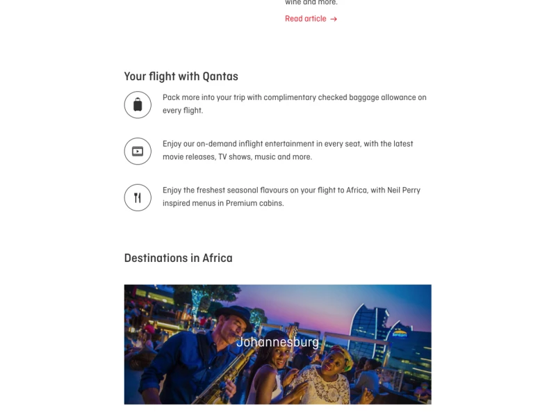 Qantas Clean Website Design