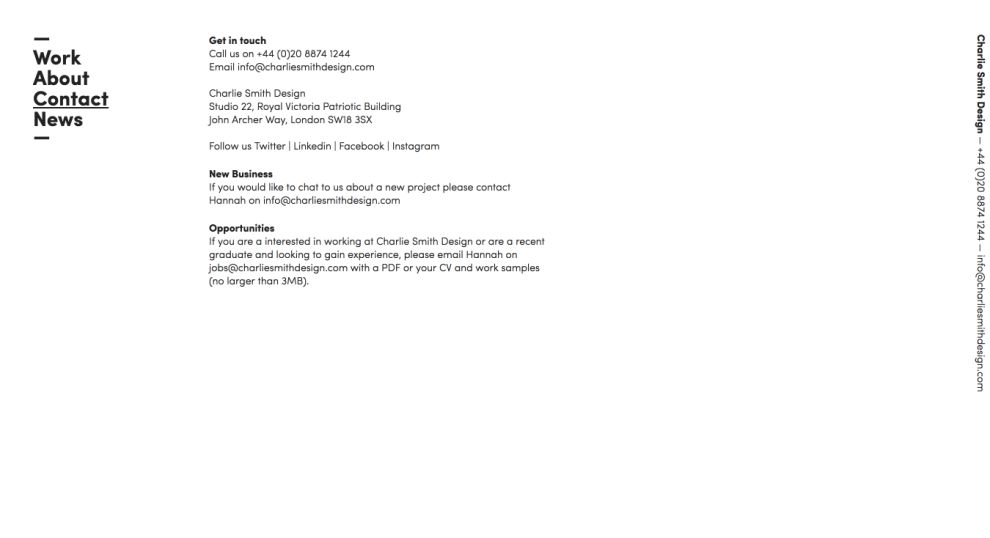 Charlie Smith Design Great Contact Page