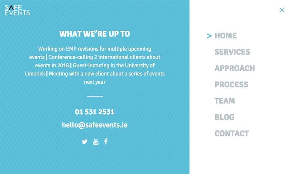 Safe Events Minimal Menu