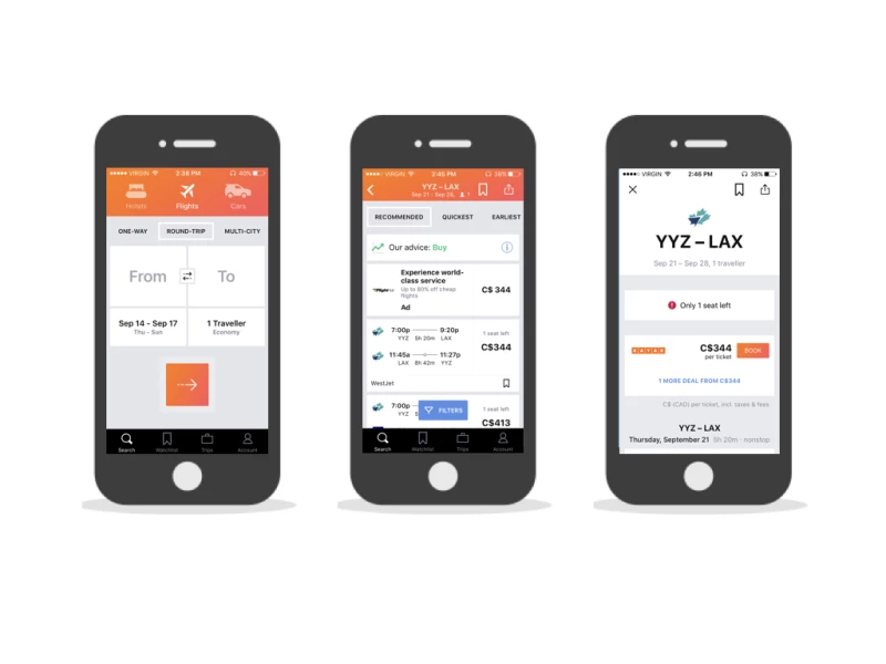 Kayak Minimal App Design