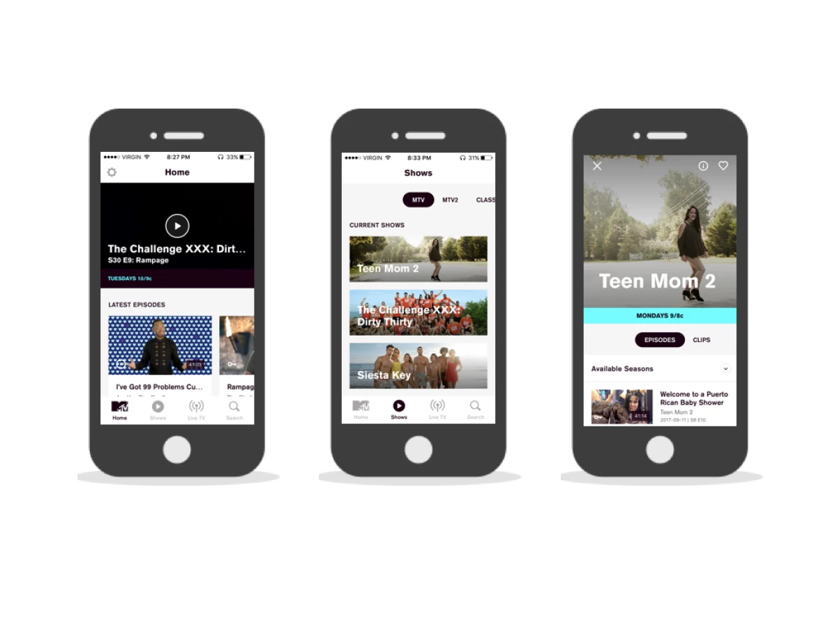MTV Clean App Design