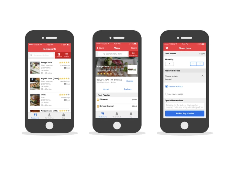 Grubhub Minimalist App Design