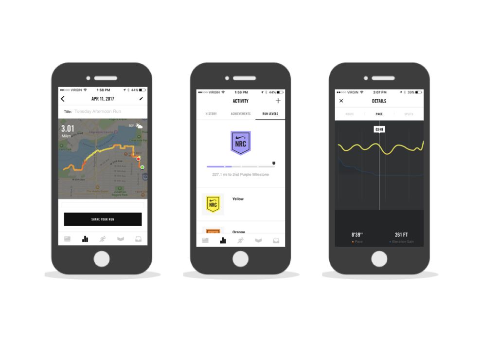 Nike+ Run Club iPhone Screenshots App Design
