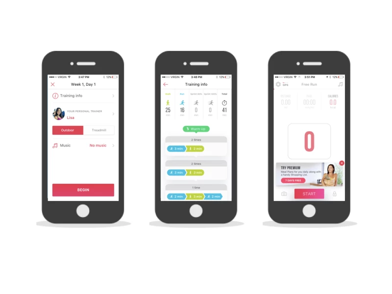 Running for Weight Loss Clean App Design