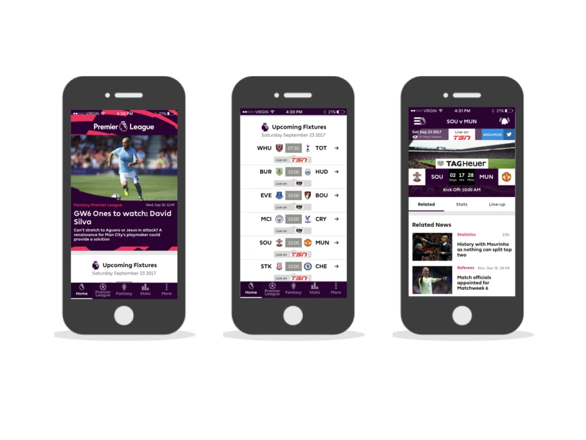 Premier League Modern App Design