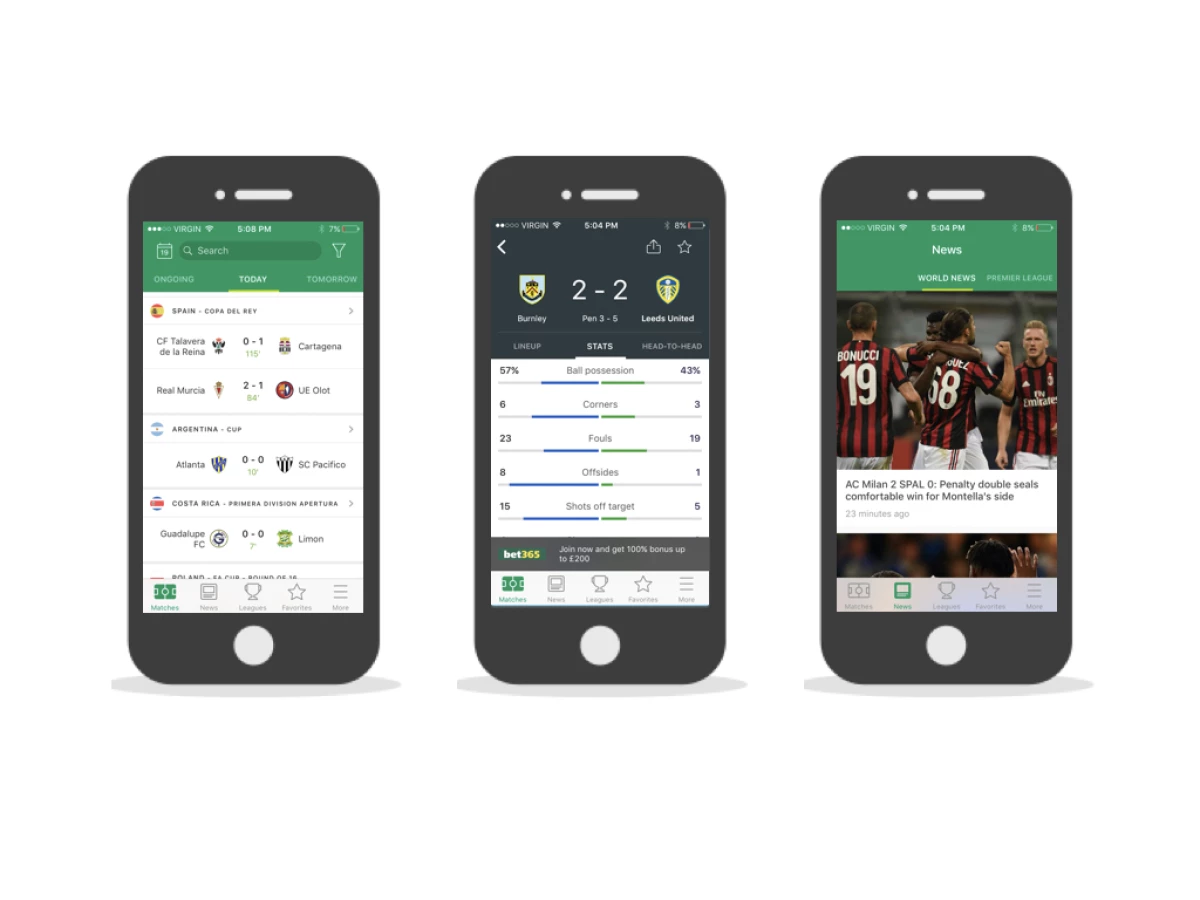 Soccer Scores Pro - Fotmob Clean App Design