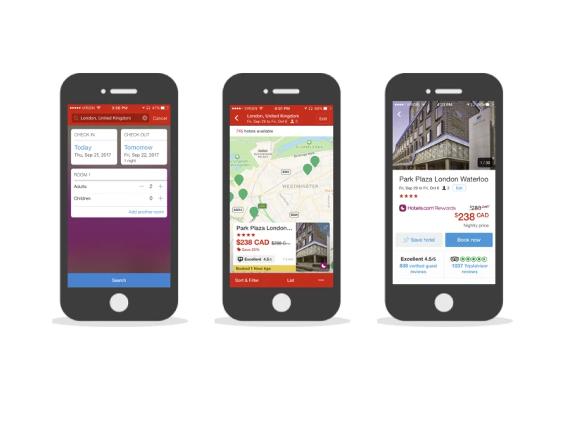Hotels.com Colorful App Design