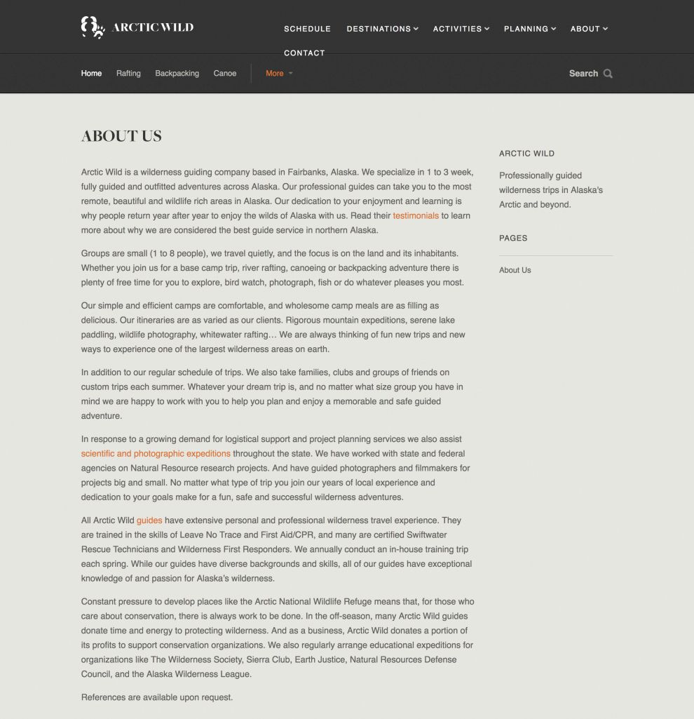 Arctic Wild Elegant About Page