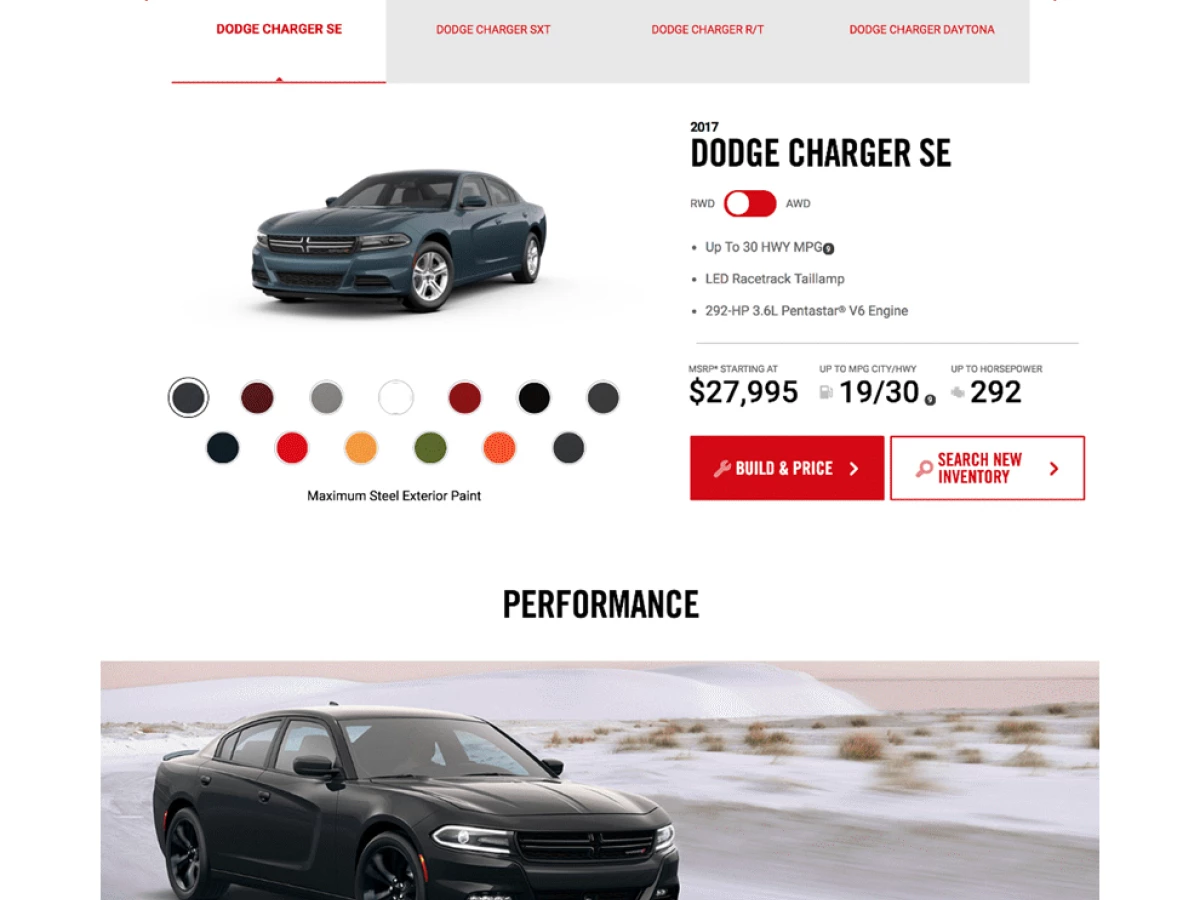 Dodge Charger Elegant Homepage