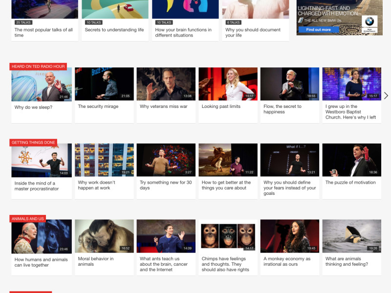 TED Talks Clean Homepage