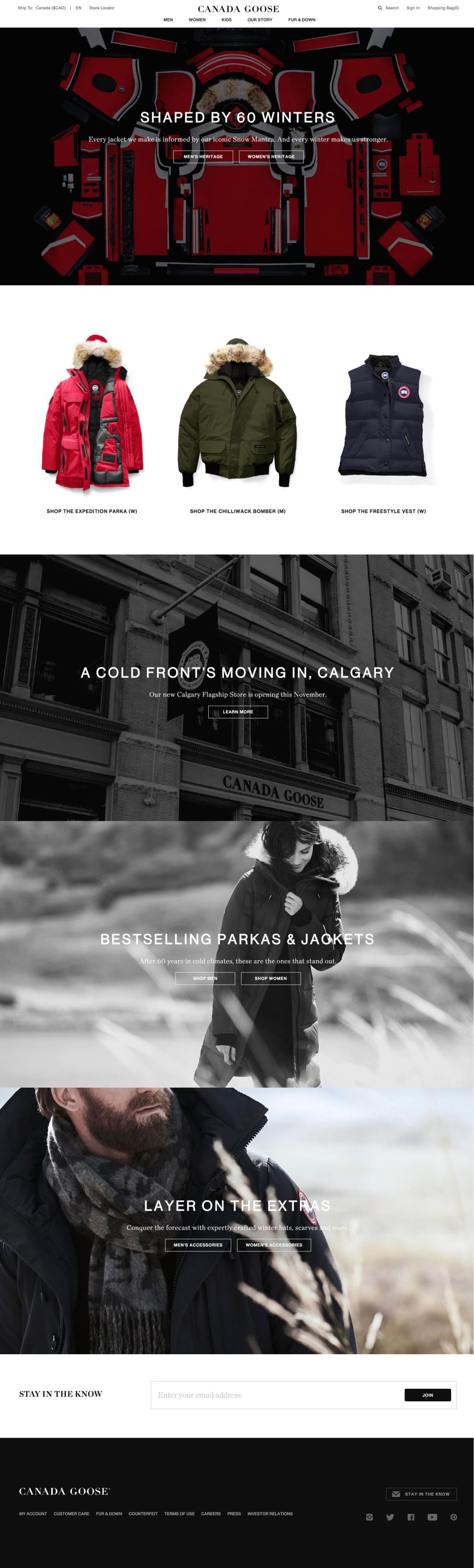 Canada Goose Beautiful Homepage