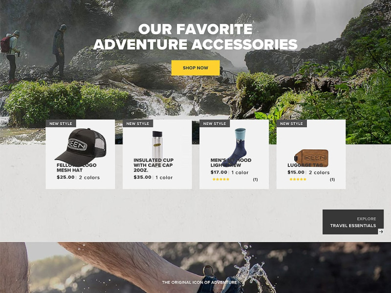 Keen Footwear E-Commerce Website Design Homepage