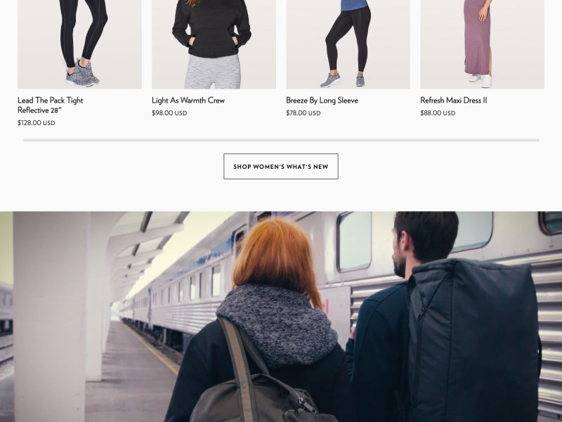 Lululemon Athletica Clean Homepage