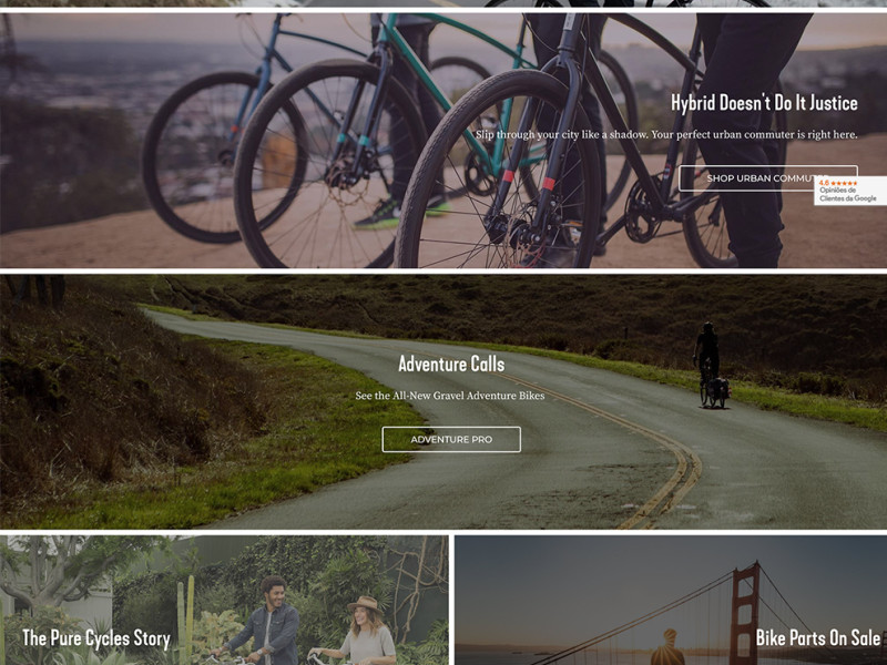 Pure Cycles Clean Homepage